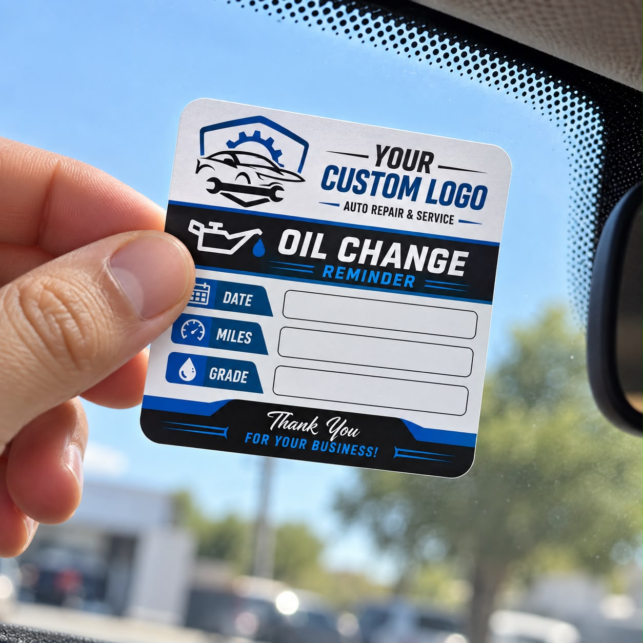 Oil Change Reminder blank sticker, Premium vinyl